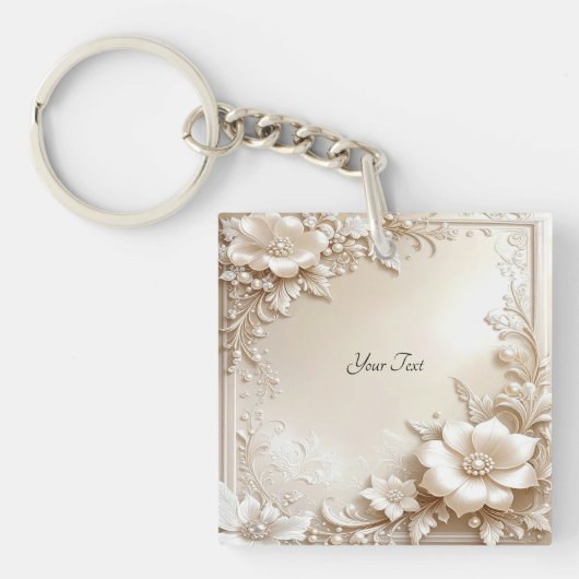 Ivory Flowers Keychain (Voorkant)
