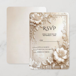 Ivory Flowers RSVP Card Kaartje