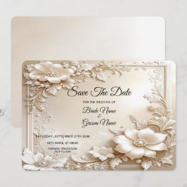 Ivory Flowers Save The Date