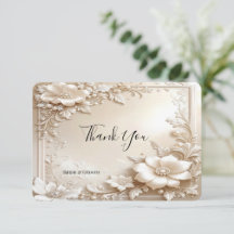 Ivory Flowers Thank You Card