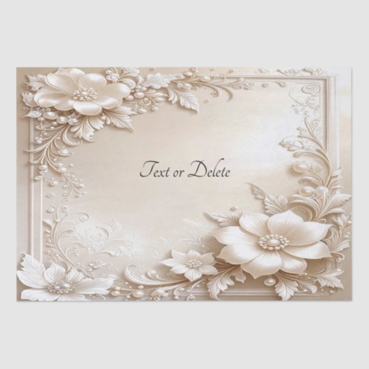 Ivory Flowers Tissue Paper Tissuepapier (Voorkant)