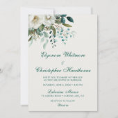Ivory Forest Teal Script Floral Wedding Kaart (Voorkant)