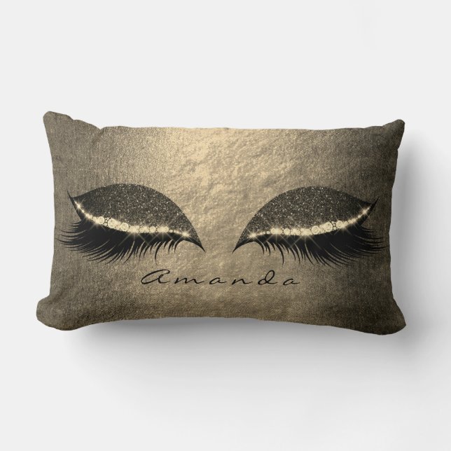 Ivory Foxier Gold Grey Black Aangepast glitter Mak Kussen (Voorkant)