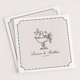 Ivory Fruit Bowl Double Frame Wedding Napkins Servet