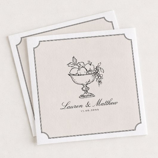 Ivory Fruit Bowl Double Frame Wedding Napkins Servet