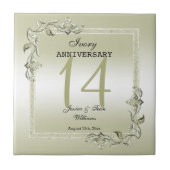 Ivory Gem & Glitter 14th Wedding Jubileum Tegeltje (Voorkant)