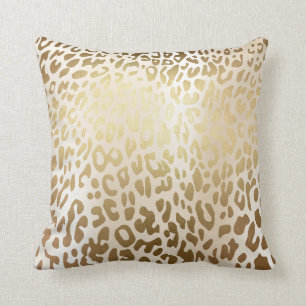 Ivory Glam Gold Metallic Steel Leopard Animal Skin Kussen