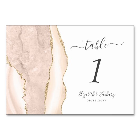 Ivory Gold Agate Wedding Kaart (Voorkant)