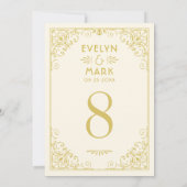 Ivory Gold Art Deco Wedding Table Number Kaart (Achterkant)
