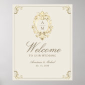 Ivory Gold Baroque Wedding Welcome Poster (Voorkant)