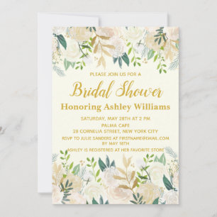 Ivory Gold Boho Green Invitations de douche nuptia