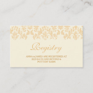 Ivory & Gold  Damask Wedding Registry Card Informatiekaartje