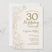 Ivory Gold Floral 30e verjaardag Kaart (Voorkant)