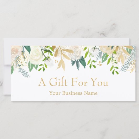 Ivory Gold Floral Beauty Salon Gift Certificate (Voorkant)