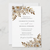 Ivory Gold Floral Bloom Wedding Invitation  (Devant)
