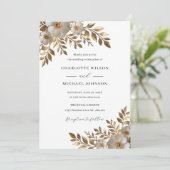 Ivory Gold Floral Bloom Wedding Invitation  (Debout devant)