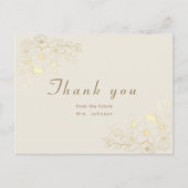 Ivory Gold Floral Carte de remerciements nuptiale (Devant)
