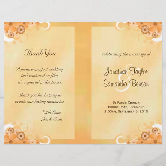 Ivory Gold Floral Elegant Bi-Fold Wedding Programs (Voorkant)