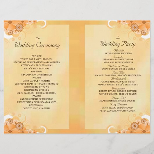 Ivory Gold Floral Elegant Bi-Fold Wedding Programs (Achterkant)