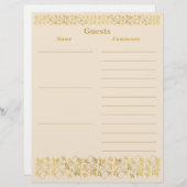Ivory, Gold Floral Guest Book Paper (Voorkant / Achterkant)