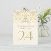 Ivory Gold Glamour Wedding Table Number Kaart (Staand voorkant)