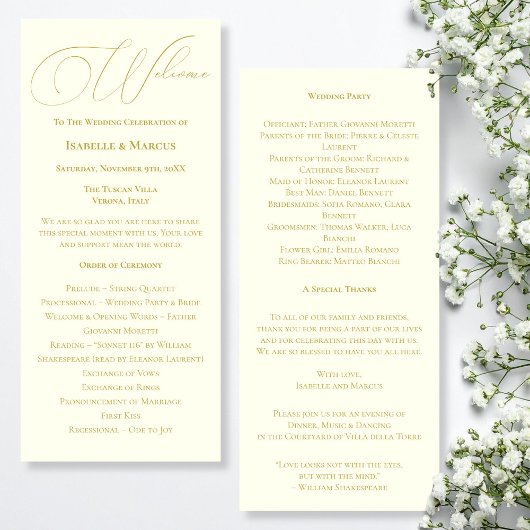 Ivory & Gold Huwelijksprogramma Programma