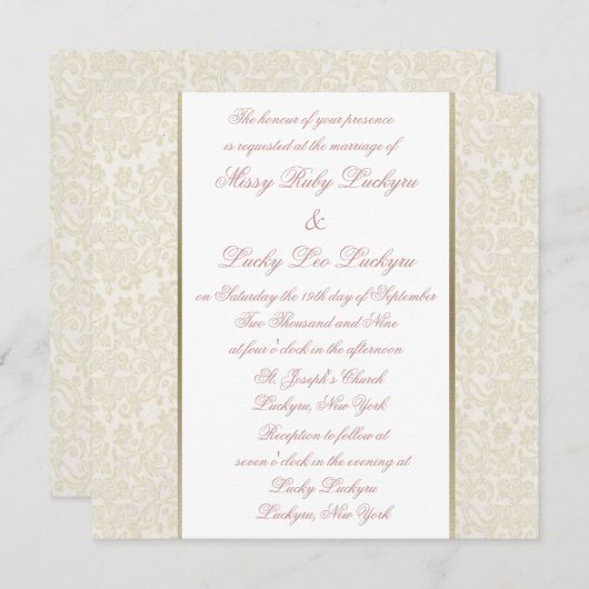 Ivory & Gold Invitation Kaart (Voorkant / Achterkant)