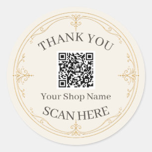 Ivory Gold Kleine Zakelijke QR-code Bedankt Ronde Sticker