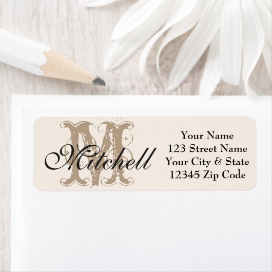 Ivory Gold Modern Monogram retouradres labels (Insitu)