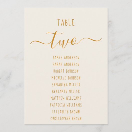 Ivory Gold Modern Script Simple Seating Chart Card (Achterkant)