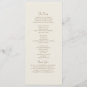 Ivory Gold Wedding Programme Programma (Achterkant)