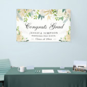 Ivory Golden Floral Modern Afstuderen Afstuderen Spandoek (Beurs)