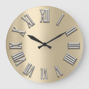 Ivory Gray Metal Gray Silver Roman Number Grote Klok