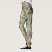  Ivory Green Blue Pink Peacock Collage Leggings (Links)