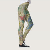  Ivory Green Blue Pink Peacock Collage Leggings (Rechts)
