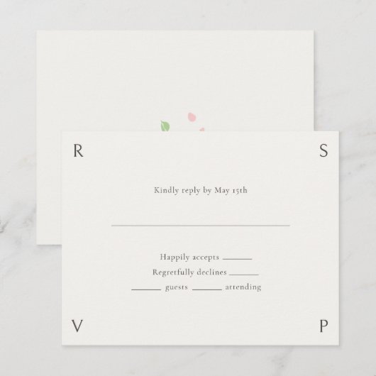 Ivory & Green | Floral Rose Wedding RSVP (Devant / Derrière)