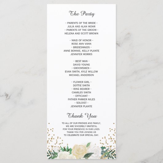 Ivory Green Floral Wedding Programme (Dos)