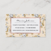 Ivory grijs wit goud glitter land boho floral visitekaartje (Achterkant)