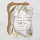 Ivory, groen, blauw, gouden zijde en parels Vrijge Kaart (Voorkant / Achterkant)