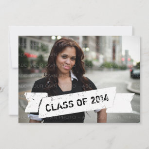 Ivory Grunge Banner Afstudeerder Invitation Kaart