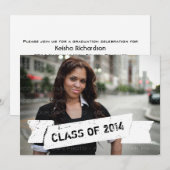 Ivory Grunge Banner Grad Invitation (Devant / Derrière)