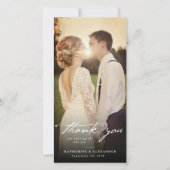 Ivory handschrift Script 3 Fotohuwelijk Bedankkaart (Voorkant)