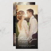 Ivory handschrift Script 3 Fotohuwelijk Bedankkaart (Voorkant / Achterkant)