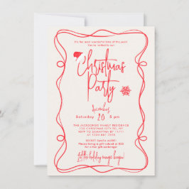 Ivory Handwritten Christmas Party Invitation Kaart