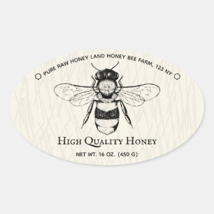 Ivory Honey Jar Boho Ovale Sticker