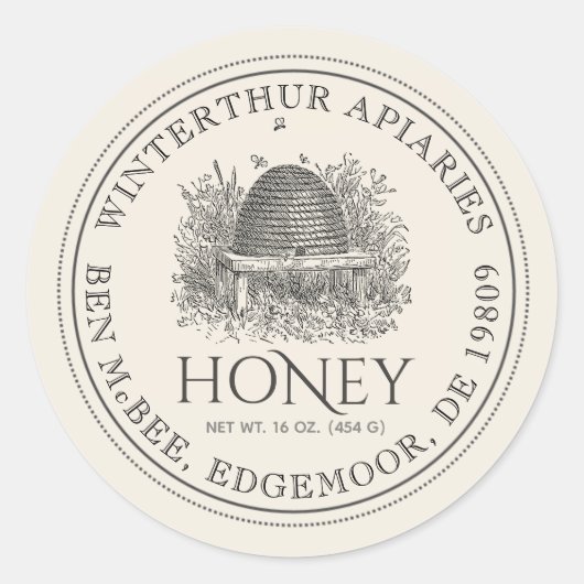 Ivory Honey Jar Label ( Skep) (Voorkant)