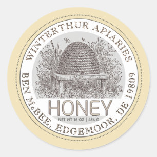 Ivory Honey Jar Label ( Skep) beige Border