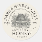 Ivory Honey Label  Skep. met Honingbijen (Voorkant)