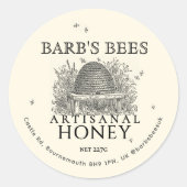 Ivory Honey Label Skep. met Honingbijen (Voorkant)