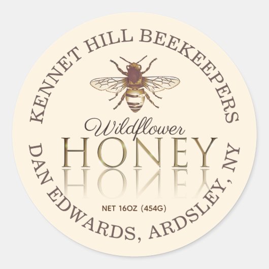 Ivory Honey Reflected Gold Tekst Honeybee Label (Voorkant)